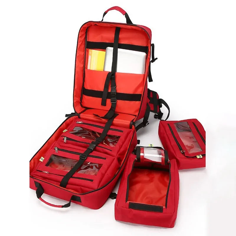 1200D Tear Resistant Fire Control Rescue First Aid Kits Outdoor Waterproof Storage Backpack Knapsack Travel Camping Bag Peaceful Pleasures Health and Wellness