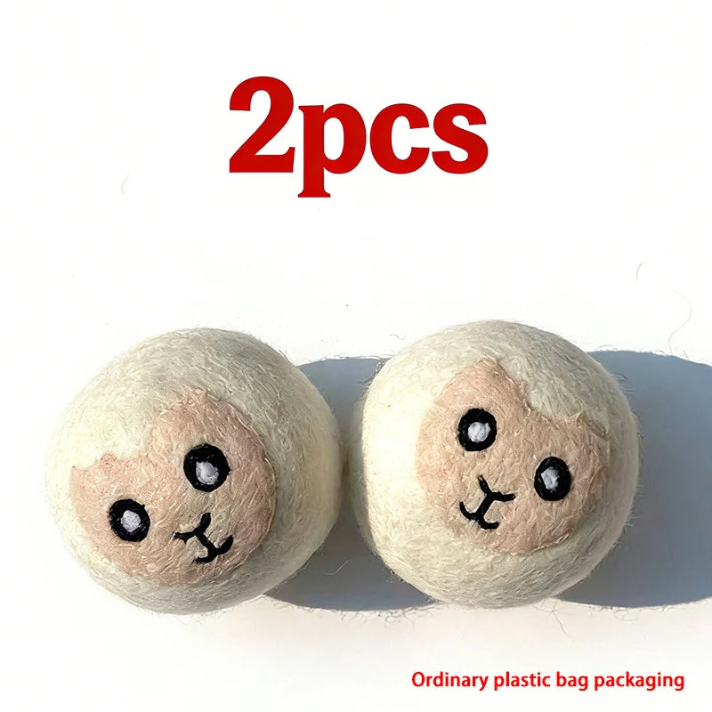 2/6Pcs XL size Reusable Wool Dryer Balls Clothes Softener Laundry Fleece Dryer Ball Kit Home Clothes Dryer Washing Machine Peaceful Pleasures Health and Wellness 2PCS White lamb