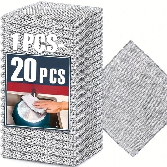 Steel Wire Cleaning Cloths – Double Layer Kitchen Scrub Rags Kitchen Scrub Cloth Oasis Select