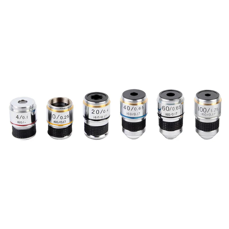185 4X 10X 20X 40X 100X Biological Microscope Achromatic Objective Lens Microscope Lens Adapters Compact Objective Lens Durable Peaceful Pleasures Health and Wellness