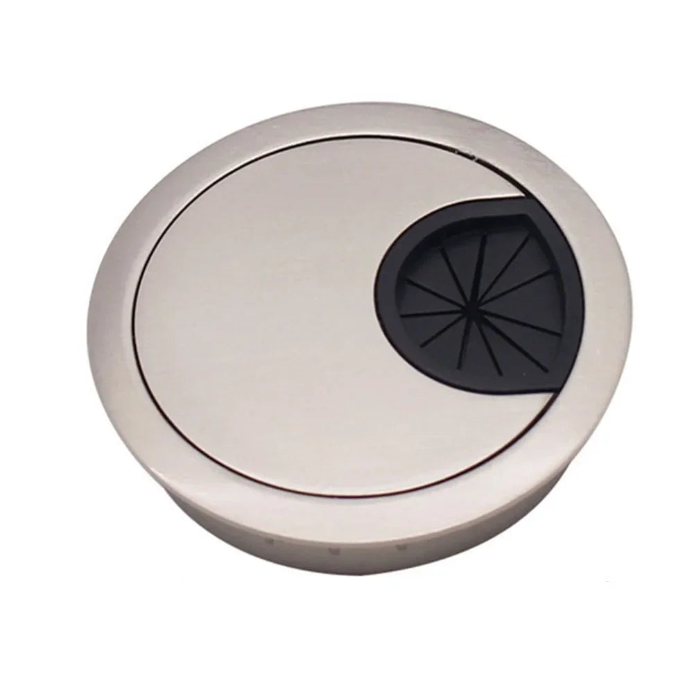 Chrome Zinc Alloy Desk Cable Hole Cover | Detachable Design