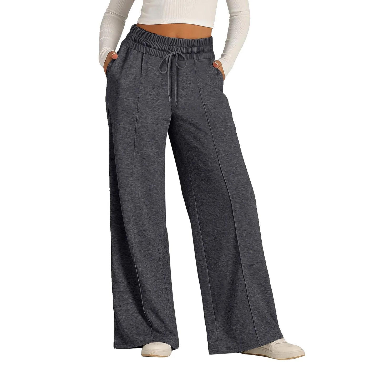 Women's Fleece Lined Wide Leg Sweatpants – High Waist Joggers