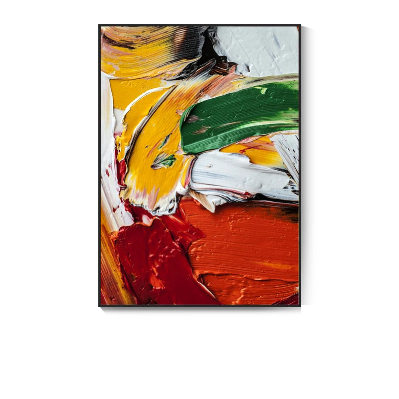 Hand-Painted Abstract Canvas Art | Blue Red Modern Acrylic Painting