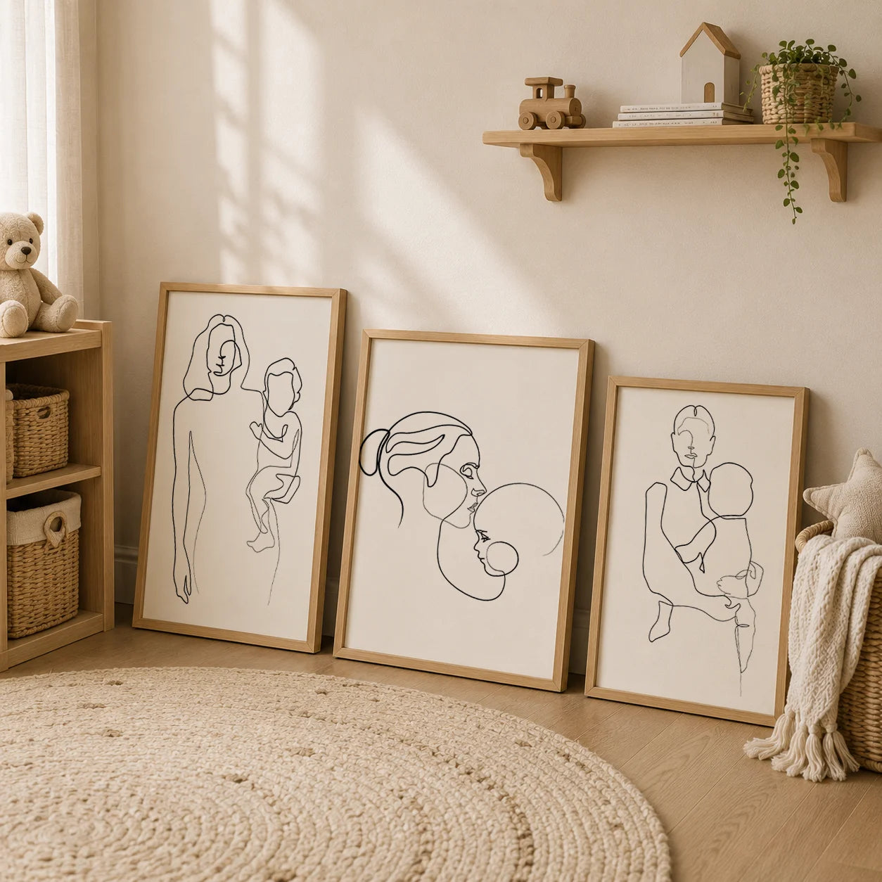 Nordic Mother & Baby Abstract Canvas Wall Art | Minimalist Print Canvas Wall Art Peaceful Pleasures Health and Wellness
