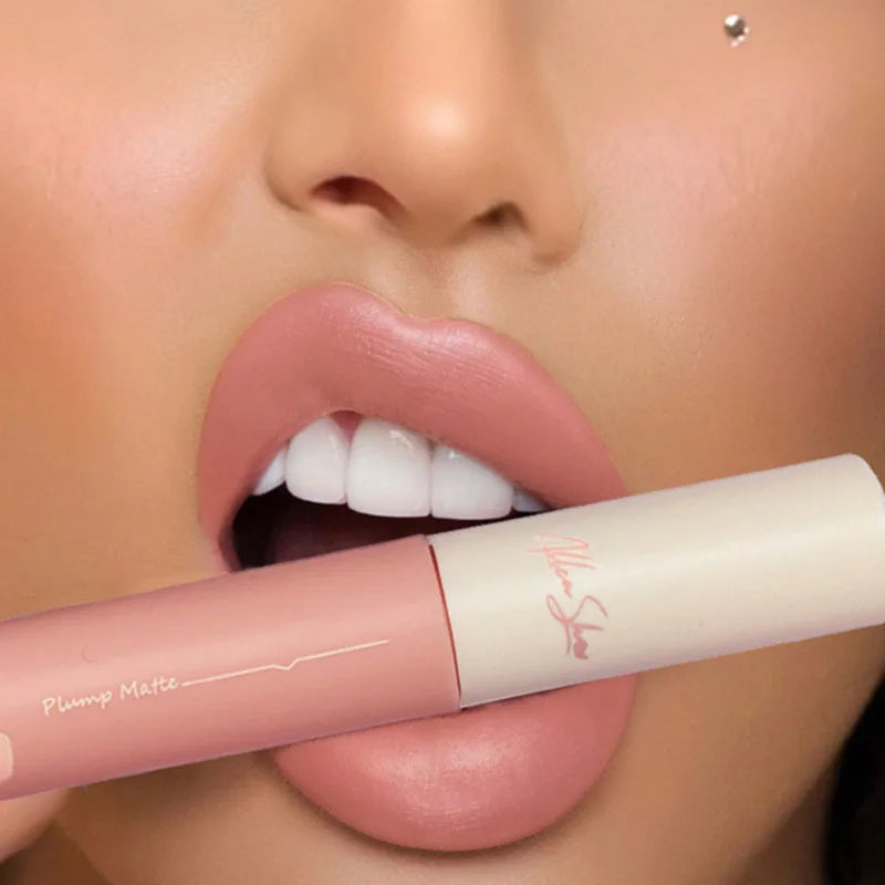 10-Color Matte Liquid Lipstick – Nude Pink & Red, Waterproof