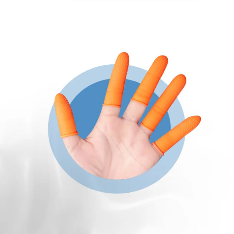 Orange Rubber Finger Covers with Dotted Patterns Anti-slip Durable and Thickened Latex Protection Peaceful Pleasures Health and Wellness