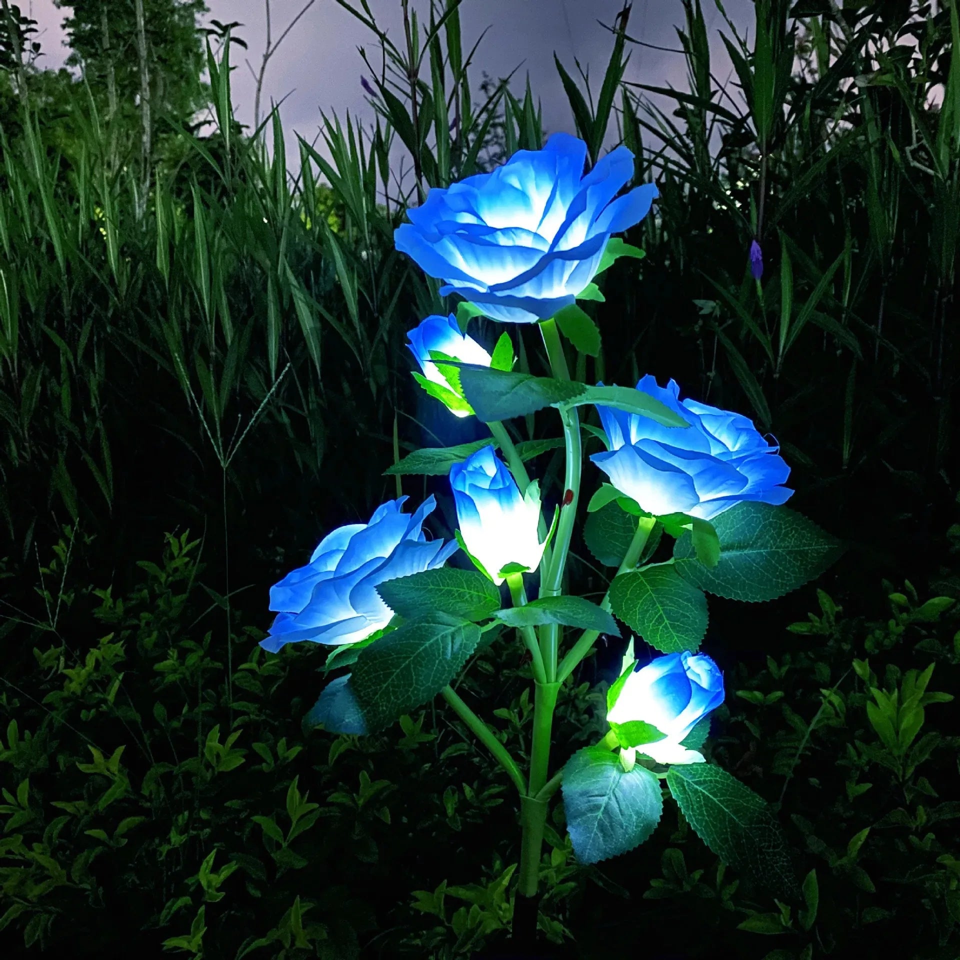 GGbingo 5 Heads Solar Lights Outdoor Decorative Solar Garden Lights Rose Flower Lawn Lamp for Yard Patio Garden Decor Peaceful Pleasures Health and Wellness