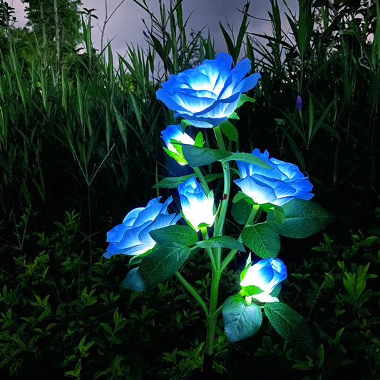 GGbingo 5 Heads Solar Lights Outdoor Decorative Solar Garden Lights Rose Flower Lawn Lamp for Yard Patio Garden Decor Peaceful Pleasures Health and Wellness