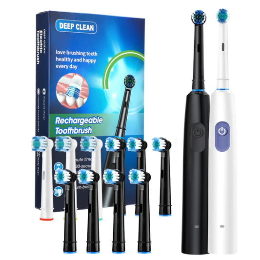 Electric Toothbrush Rotary Rechargeable Teeth Cleaner for Adults Soft Bristles Rotating Round Brush Heads Smart Timer Toothbrush Peaceful Pleasures Health and Wellness