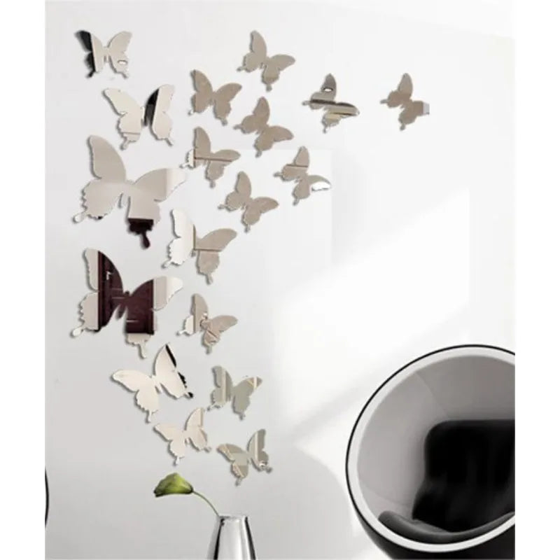 12pcs 3D Butterfly Mirror Wall Stickers Removable DIY Wall Art for Party Wedding Decor Home Decorations Craft Supplies stickers Peaceful Pleasures Health and Wellness
