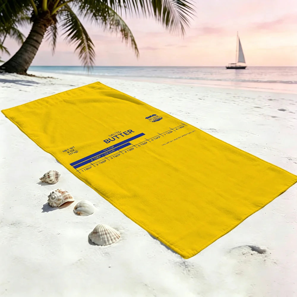 Salted Butter Funny Quick-Dry Beach Towel | Pool Travel Gym Funny Beach Towel Peaceful Pleasures Health and Wellness