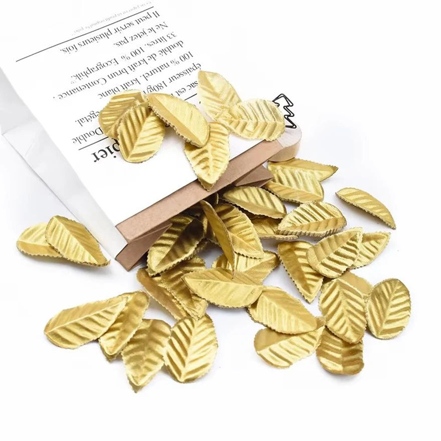Silk Rose Gold Leaves Artificial Flowers 100/200 Pcs | Decor
