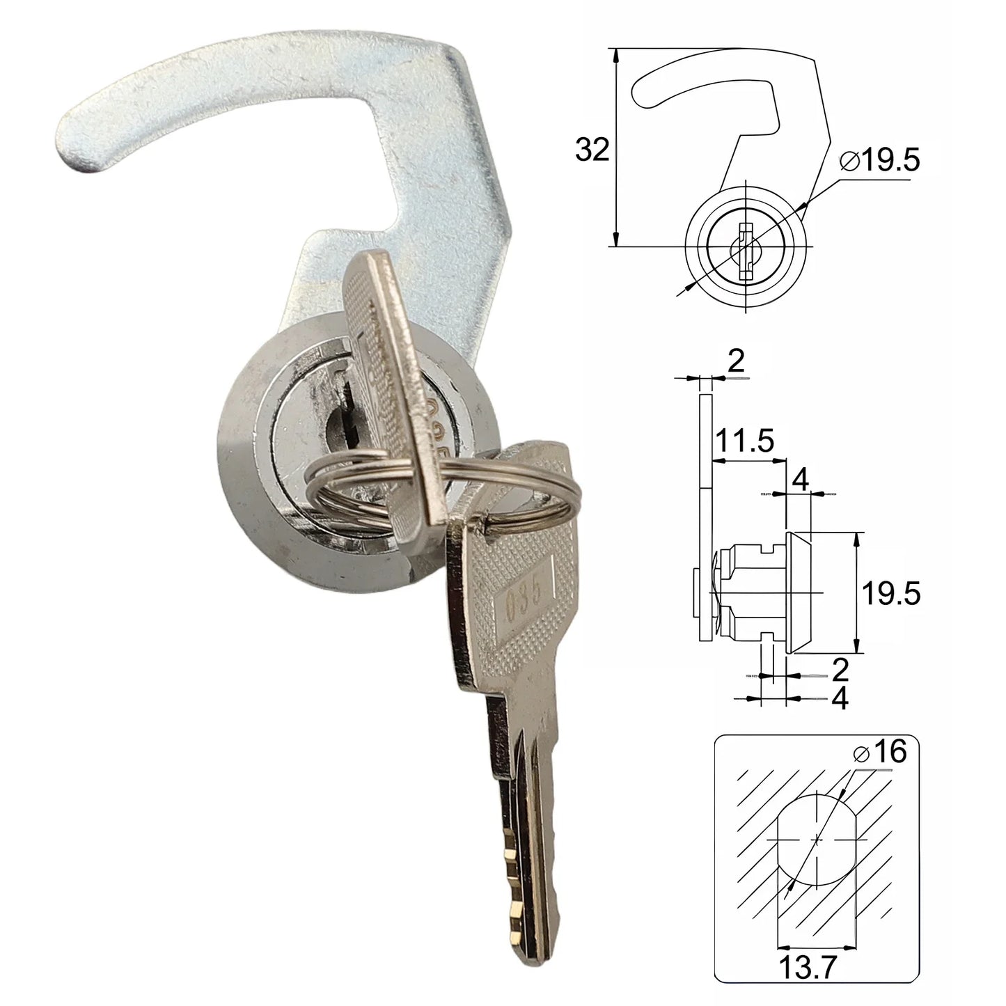 Zinc Alloy Cam Lock with Quick Clip | Cabinet & Cash Drawer