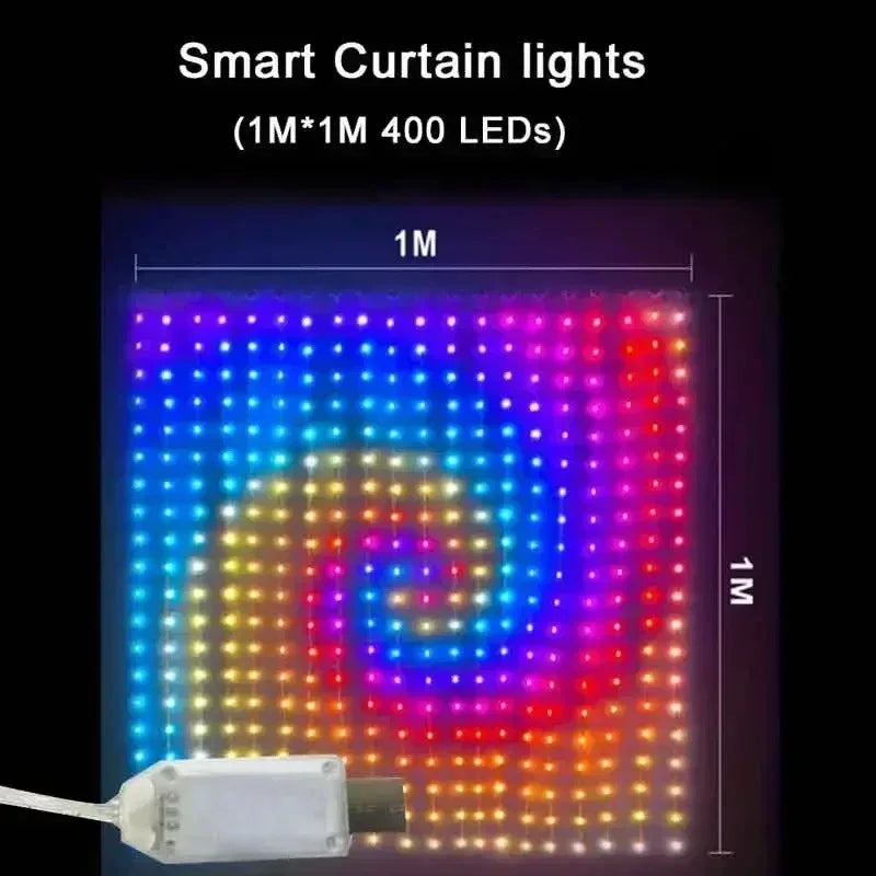 RGB Smart Curtain Fairy Lights | 400 LEDs, App Control, IP65