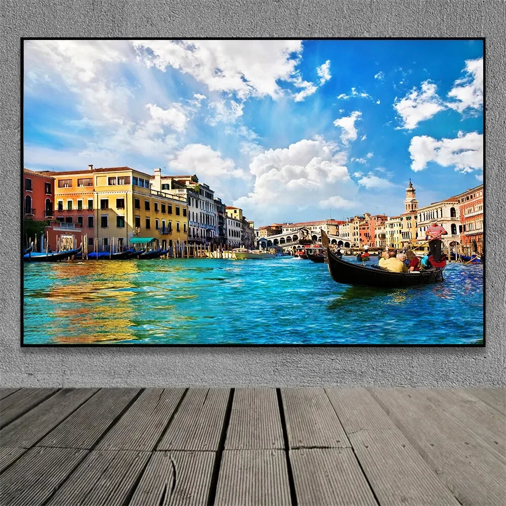 Famous Venice Italy Canvas Painting Wall Art Sunset Natural Scenery Pictures Posters and Prints for Living Room Home Decorati Peaceful Pleasures Health and Wellness L 20x30cm Unframed