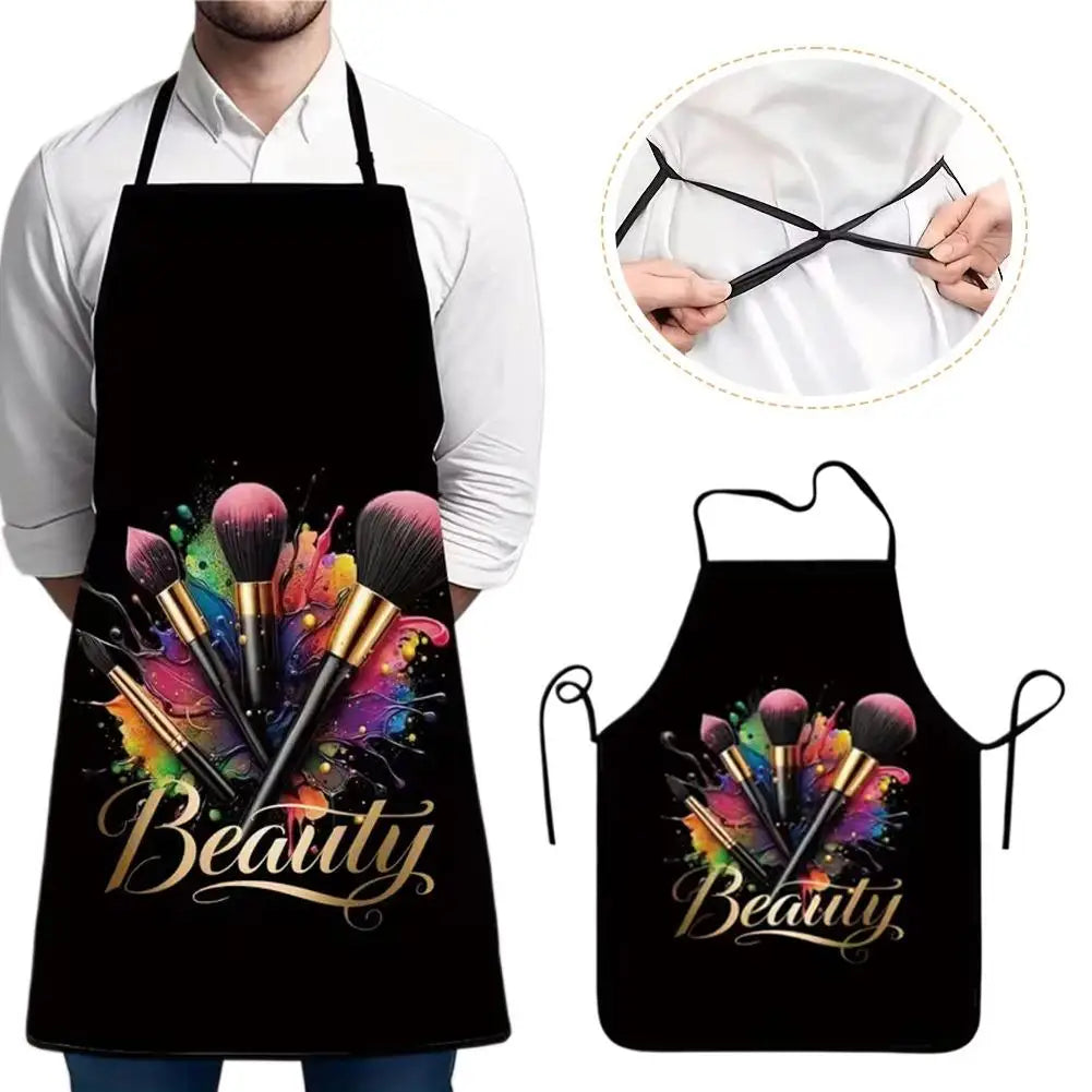 Waterproof Anti-fouling Stain-resistant Quality Kitchen Apron Makeup Brush Design Printed Professional Beautician Makeup Apron Peaceful Pleasures Health and Wellness