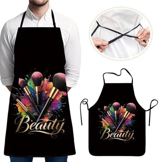Waterproof Anti-fouling Stain-resistant Quality Kitchen Apron Makeup Brush Design Printed Professional Beautician Makeup Apron Peaceful Pleasures Health and Wellness
