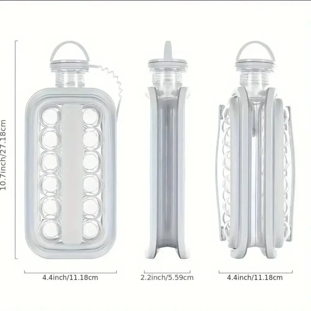 2-in-1 Folding Ice Maker Water Bottle – 17 Hockey Cubes