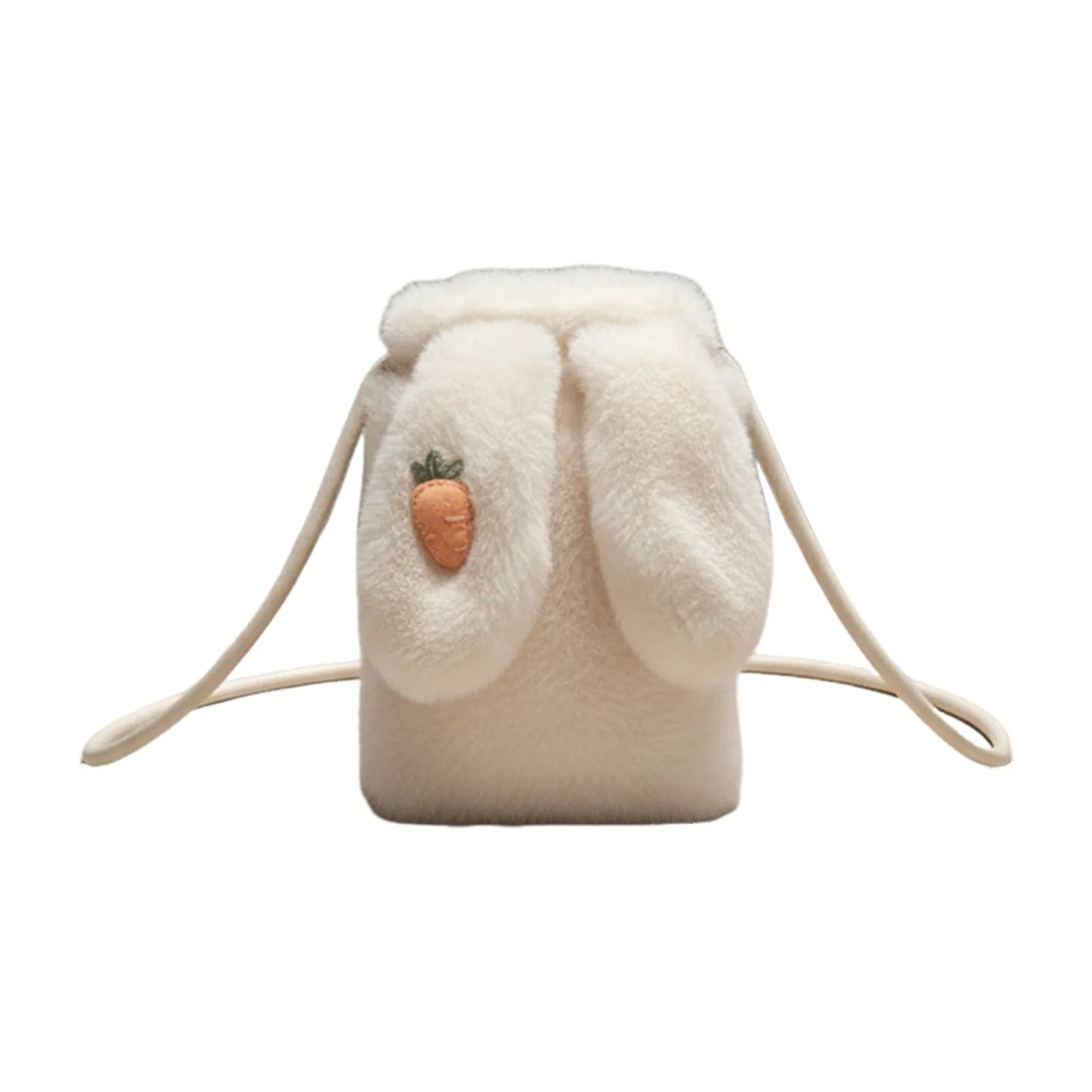 Women Faux Fur Crossbody Bag Lightweight and Stylish Rabbits Design Bag for Autumn Winter Peaceful Pleasures Health and Wellness Creamy white