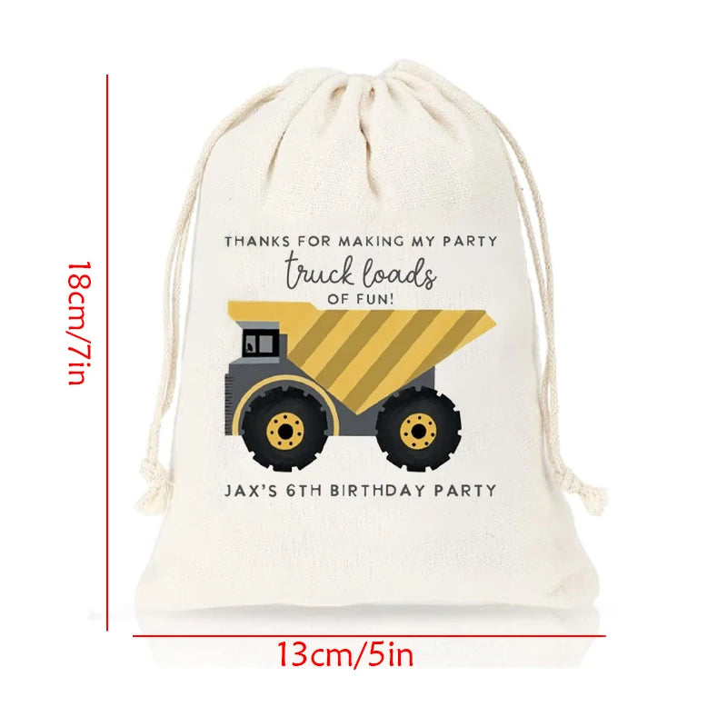 Personalized Construction Truck Candy Bags | 5-Pack Kids Party Party Favor Bags Peaceful Pleasures Health and Wellness