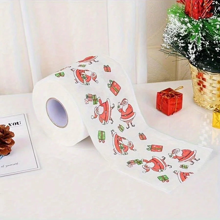 1 roll Christmas Printed Toilet Paper Festival Theme Home Decorations Roll Paper for Home & Festive Atmosphere Decor Supplies Peaceful Pleasures Health and Wellness gift box