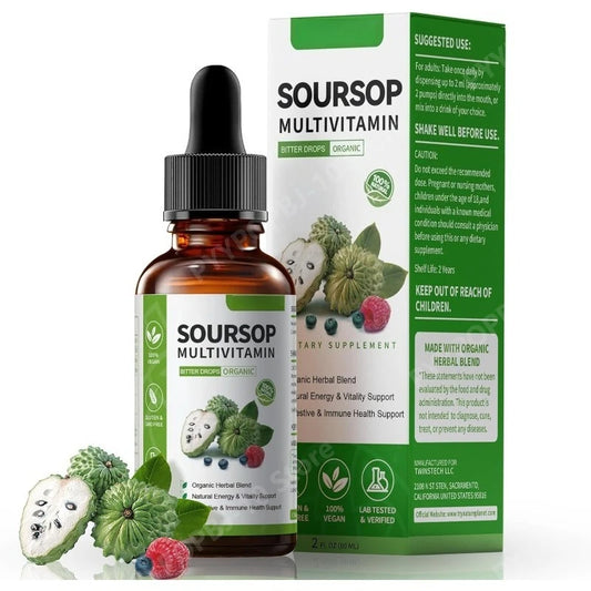 Graviola Soursop Bitters Drops 5000mg – Immune & Digestive Support Herbal Liquid Drops Peaceful Pleasures Health and Wellness