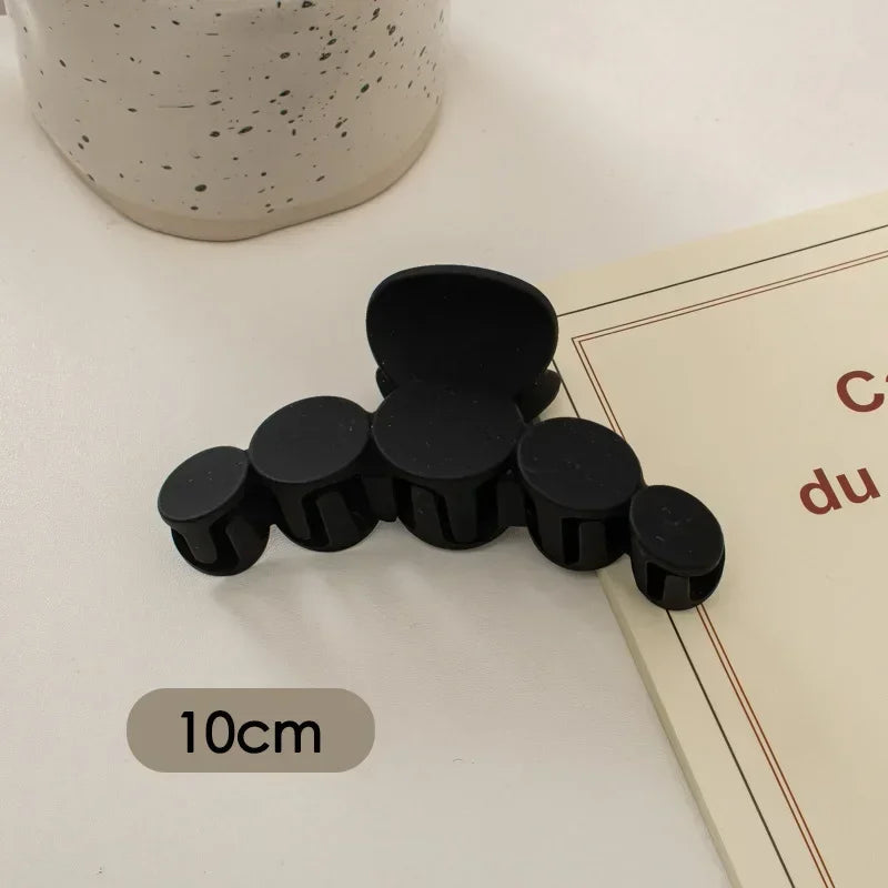 Women Elegant Black Geometric Plastic Hair Claw Lady Sweet Long