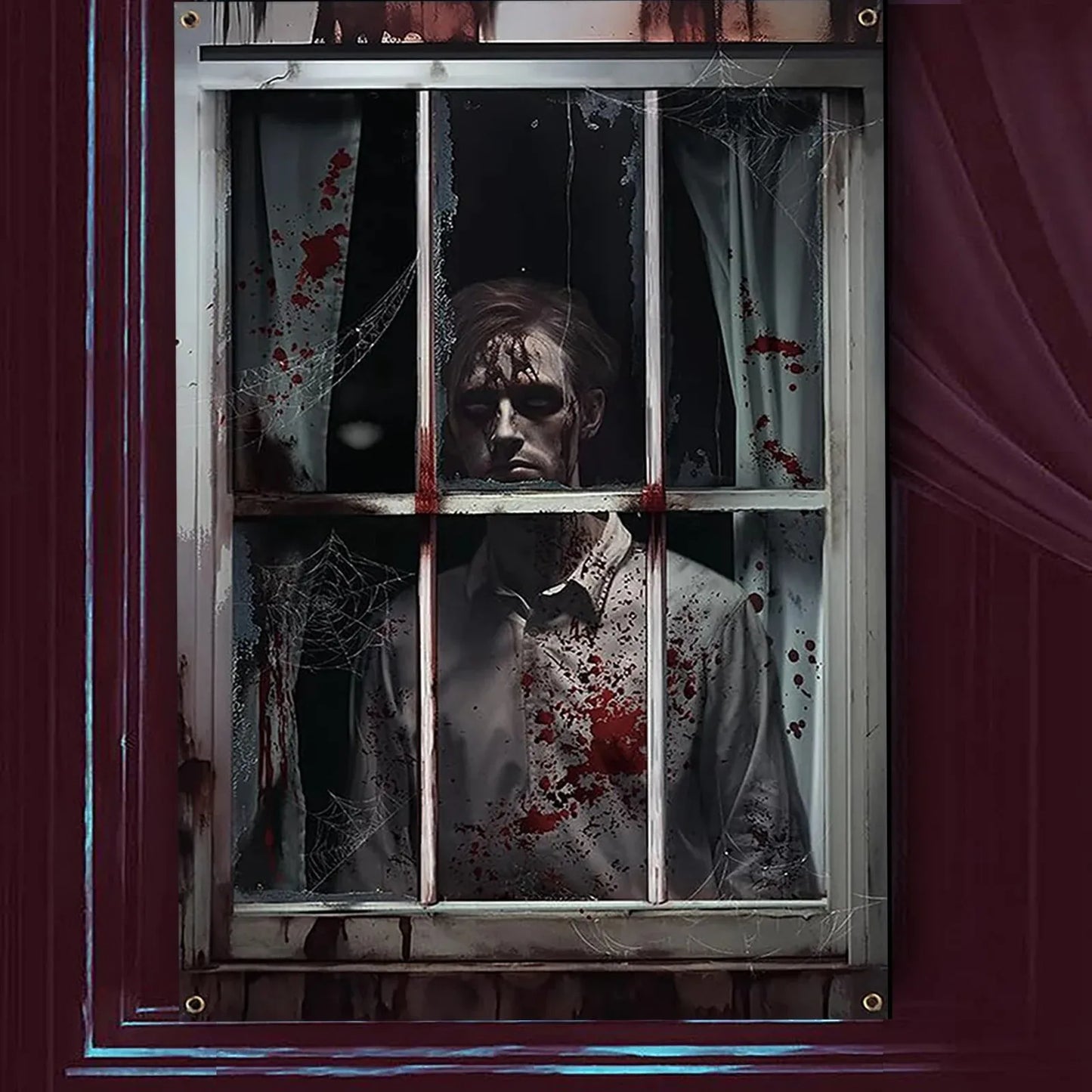Halloween Window Silhouette Poster | Spooky Window Decoration