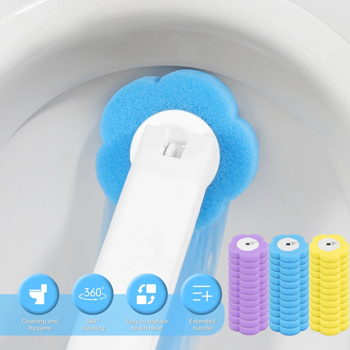 Wall-Mounted Disposable Toilet Brush Set | 18/36 Replacement Heads
