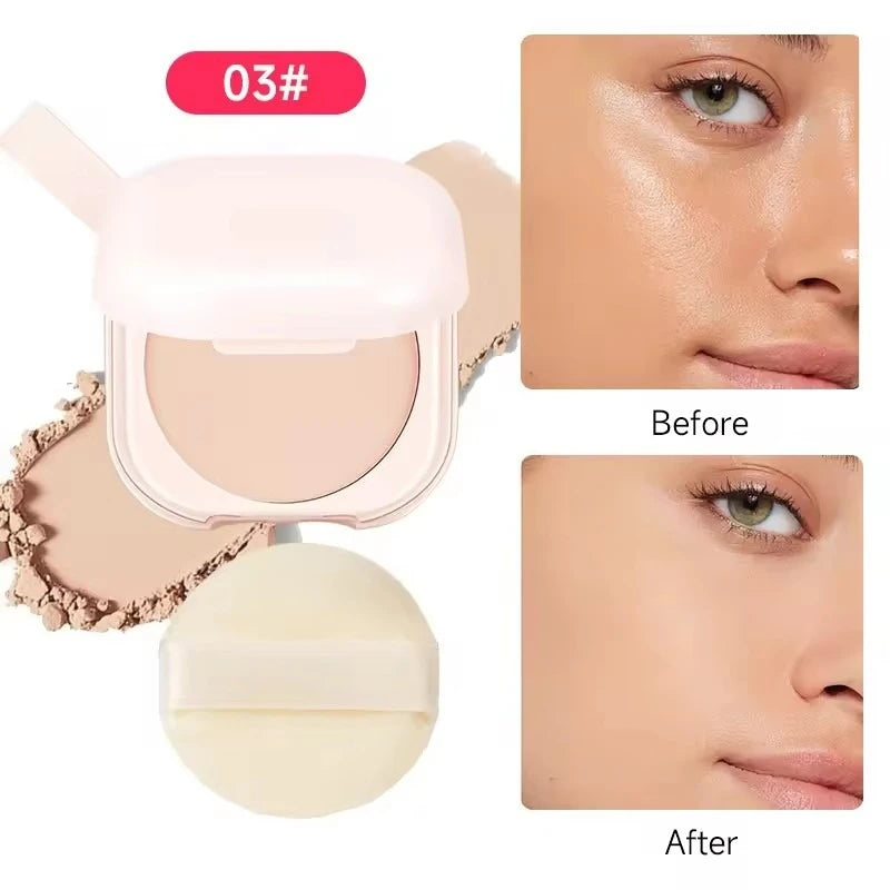 Setting Powder Oil Control Makeup Setting Brightening Skin Tone Setting Powder With Mirror Compact Portable Makeup Powder Peaceful Pleasures Health and Wellness Natural color