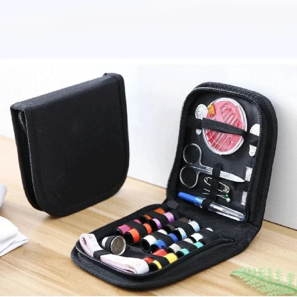 Portable Mini Sewing Kit – 12 Threads, Needles & Organizer Box