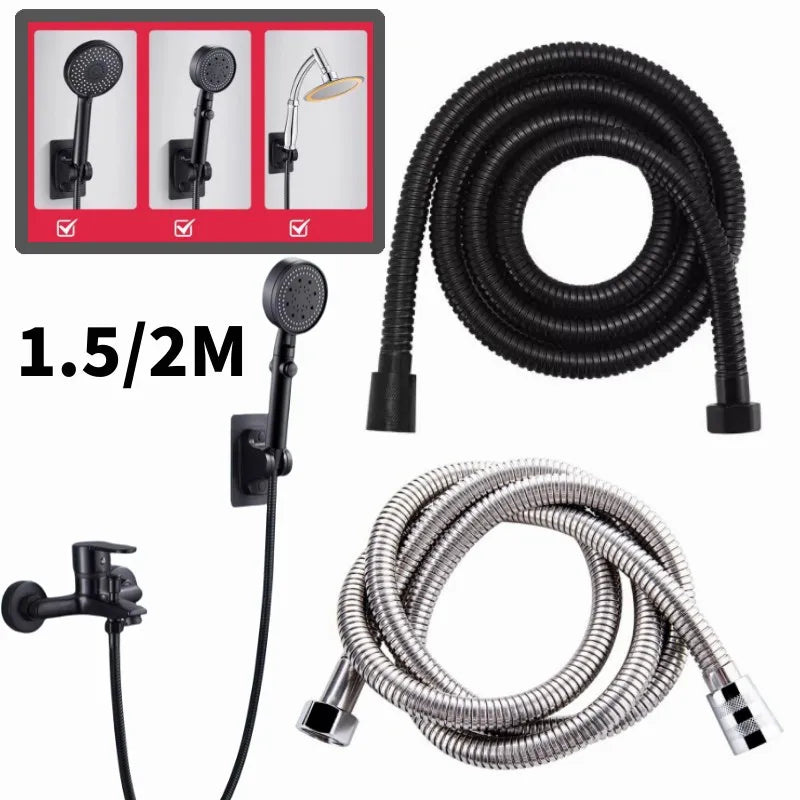 SUS 304 Flexible Shower Hose 1.5M/2M – Chrome Stainless Steel