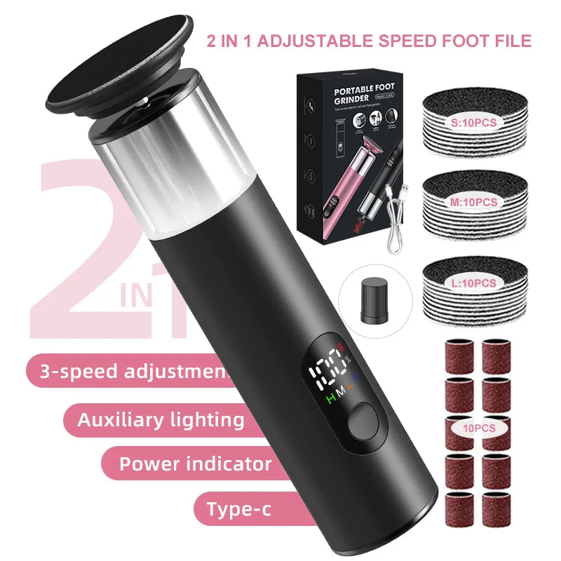 2-in-1 Electric Foot & Nail Grinder | Digital Display Rechargeable