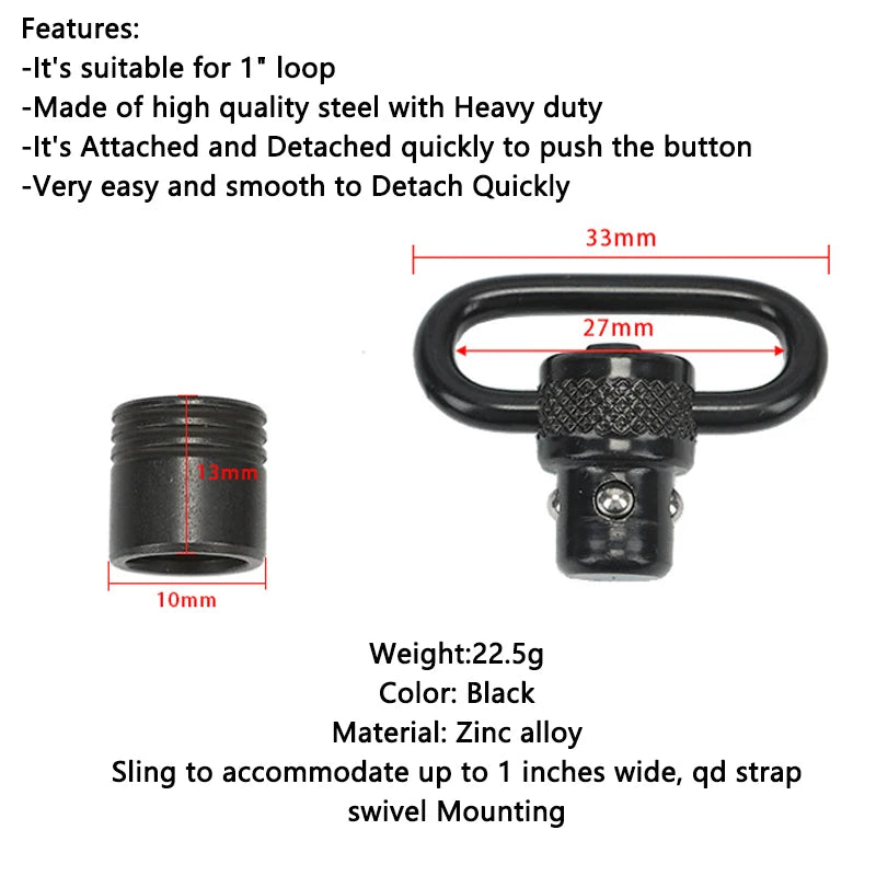 QD Quick Detach Sling Swivel Mount Ring – 1" & 1.25" Steel Sling Swivel Mount Peaceful Pleasures Health and Wellness