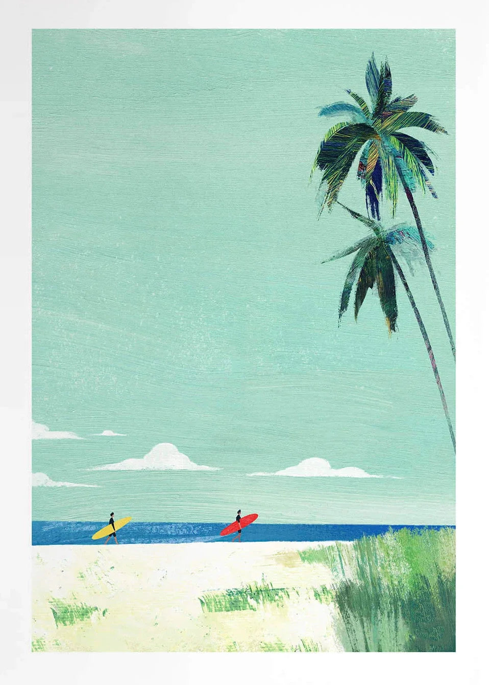 Canvas Painting Wall Art Picture Simple Outdoor Summer Beach Scenery Poster Sunset Surfers Swimming Ocean Living Room Home De Peaceful Pleasures Health and Wellness