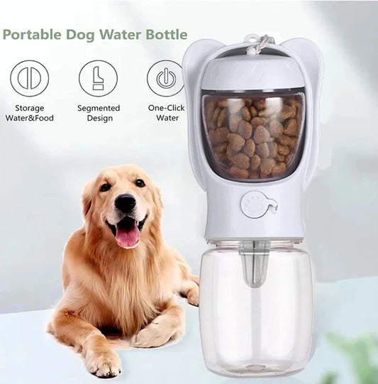 Portable Dog Cat Water Bottle with Food Storage and Water Container Outdoor Travel Pet Feeding Supplies Peaceful Pleasures Health and Wellness