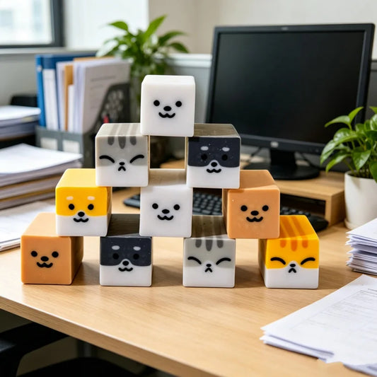5-Piece Set of Randomly Assorted Animal-Patterned Rectangular Erasers, Super Cute Cat and Dog Erasers, Perfect for Pencils, Office Use, or as a Perfect Gift, Cartoon Fun Erasers Peaceful Pleasures Health and Wellness