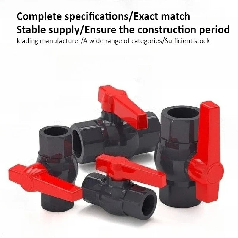 PVC Ball Valve DN15–DN50 Long Handle Dark Gray Pipe Fitting