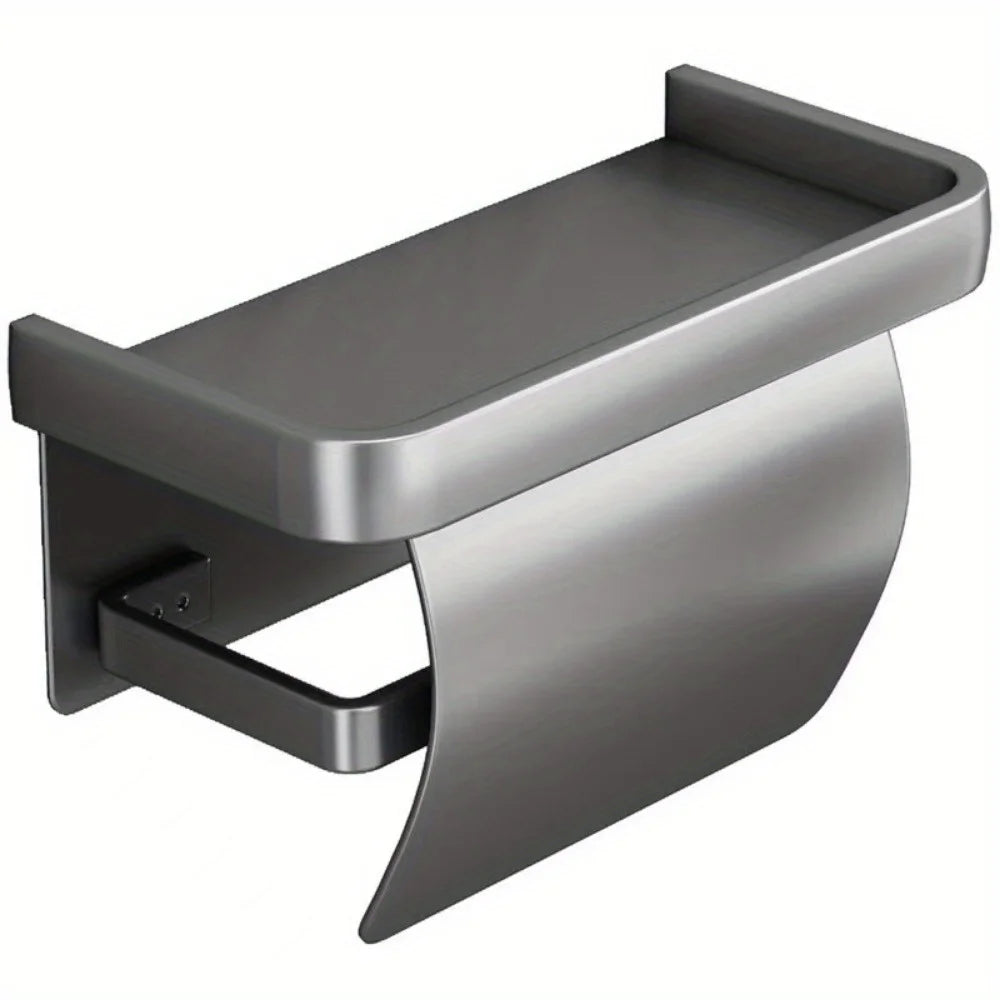 Self-Adhesive Toilet Paper Holder with Shelf | Wall Mount