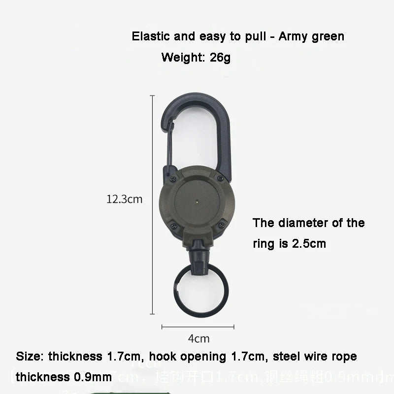Retractable Tactical Keychain Clip | Anti-Loss Wire Rope