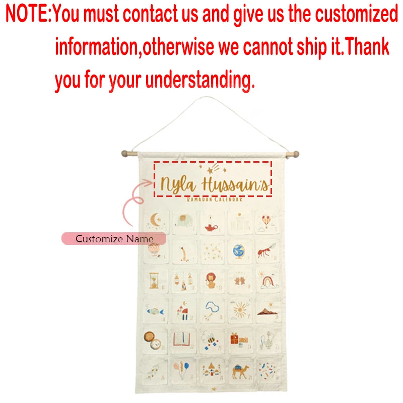 Personalised Ramadan Countdown Calendar | Eid Wall Decor Holiday Countdown Calendar Peaceful Pleasures Health and Wellness custom calendar 45x67cm