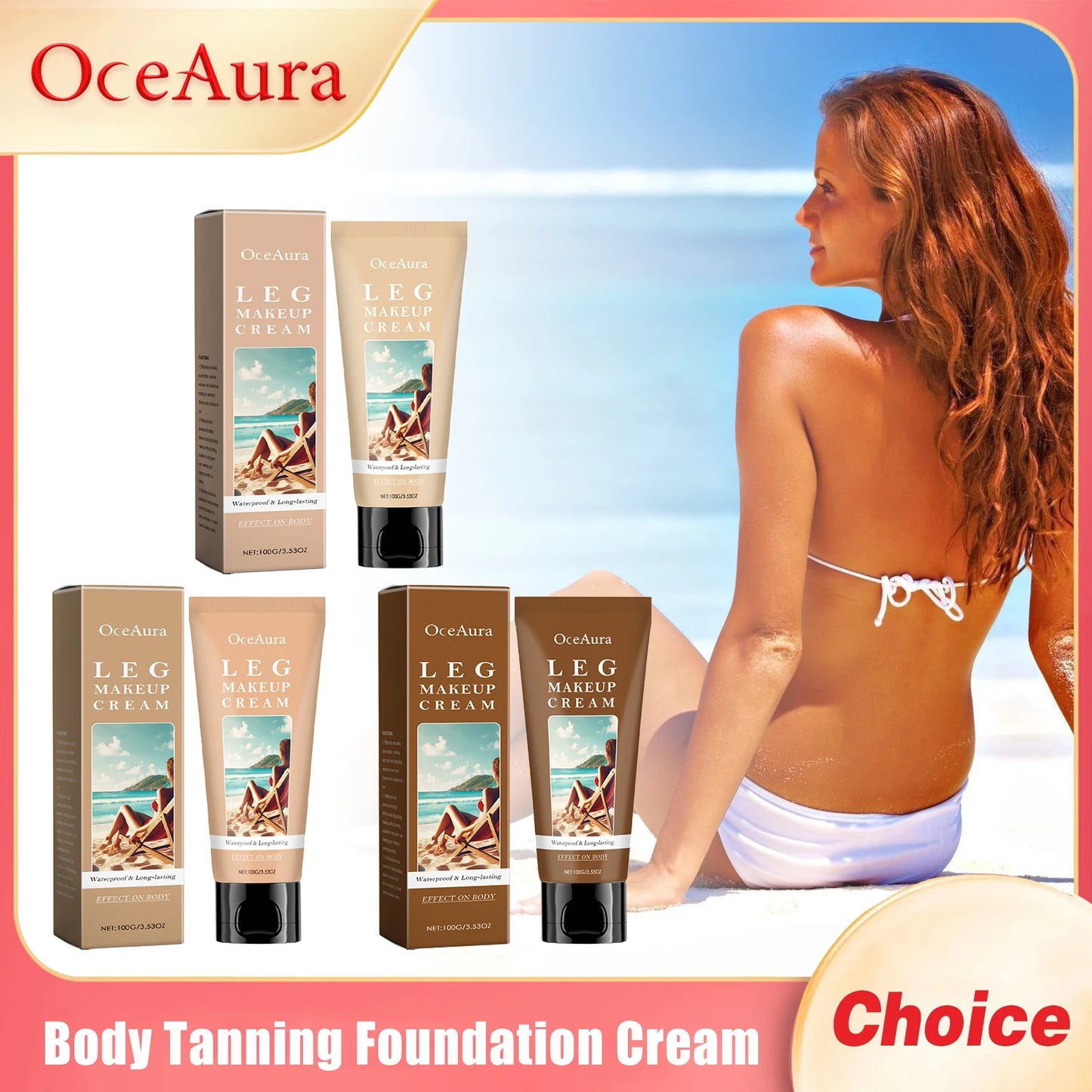 OceAura Body Foundation Lotion | Waterproof Leg Makeup Bronzer