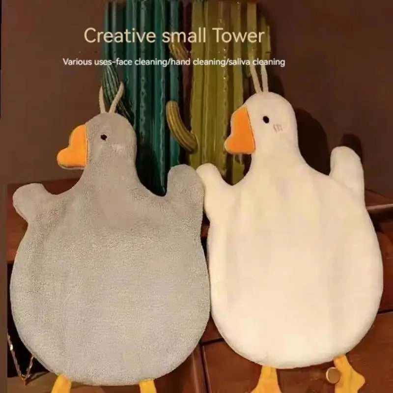 Cartoon Goose Hand Towel – Quick-Dry Hanging Kitchen & Bath Towel
