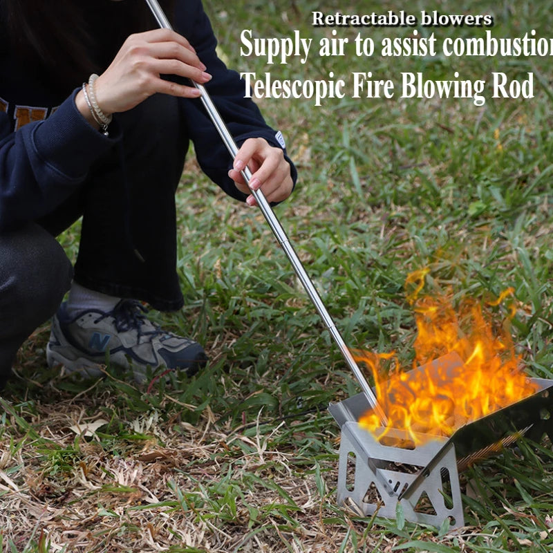 Extendable Fire Blowing Pipe | Stainless Steel Camping Tool Camping Fire Tool Peaceful Pleasures Health and Wellness