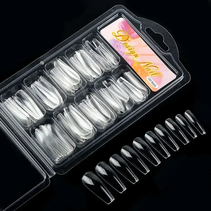 Short T shaped Full Cover Nails Tips, Natural Transparent Seamless Fake Nails, 100pcs box, Full Coverage Peaceful Pleasures Health and Wellness