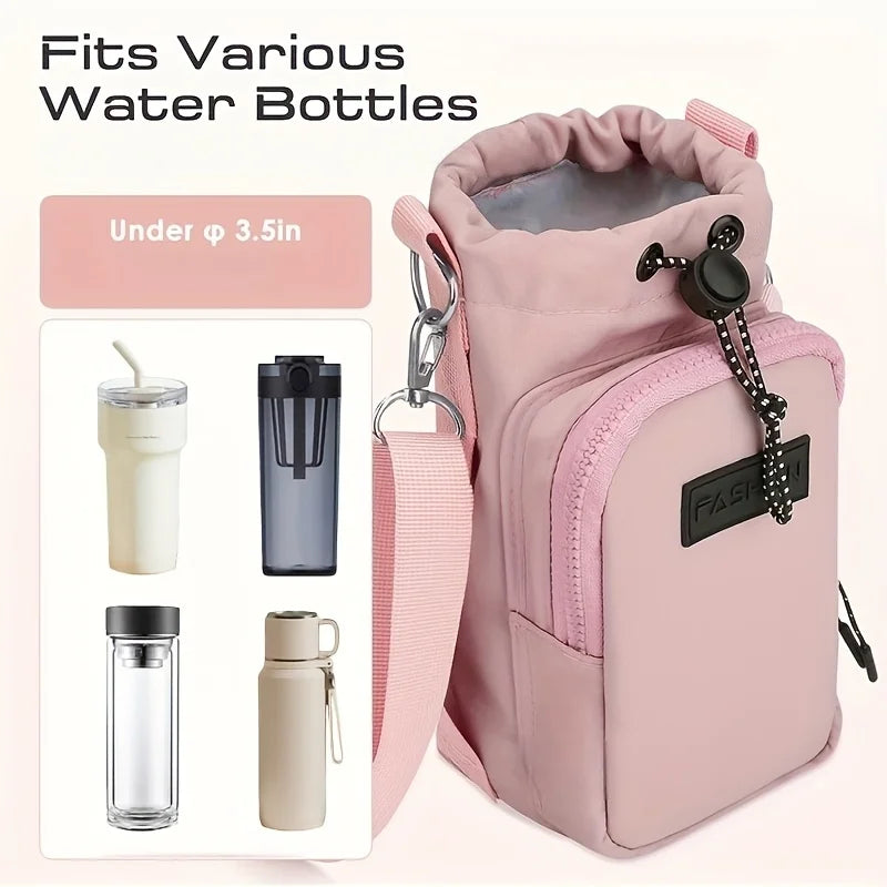 Insulated Water Bottle Crossbody Bag with Adjustable Strap