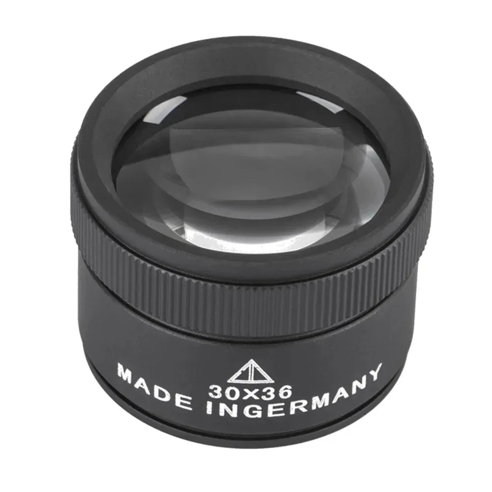 Jewelry Loupe Magnifier 30X 36mm K9 Optical Glass Lens Handheld for Coin Stamps Watch Precision Inspection Peaceful Pleasures Health and Wellness Black