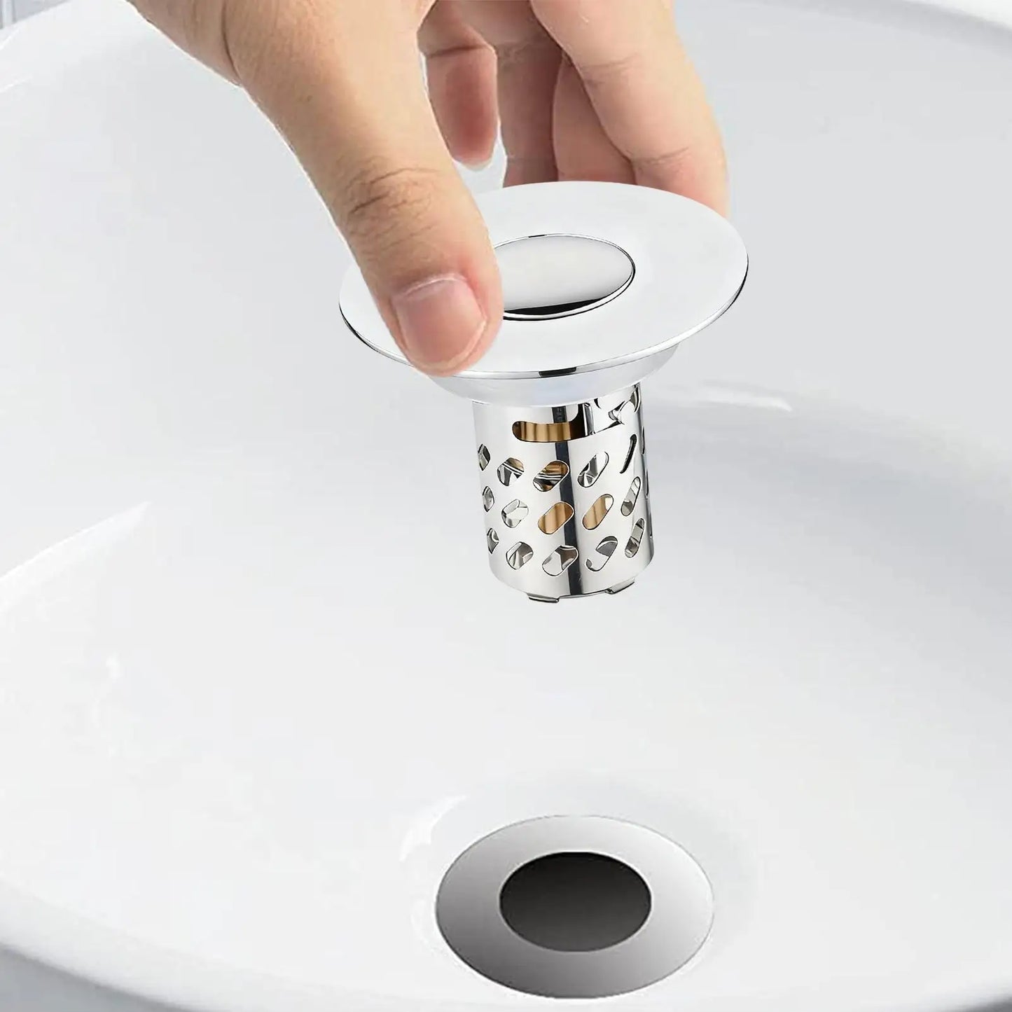Pop-Up Sink Drain Strainer with Hair Catcher & Odor Guard