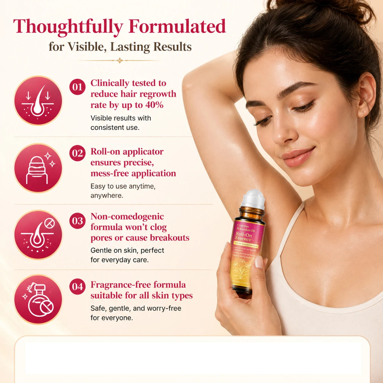 Cyperus Rotundus Oil for Hair Removal, Soft Smooth Skin Care Deep Hydration Anti Hair Growth Inhibition After Shave Oil,60ML Peaceful Pleasures Health and Wellness