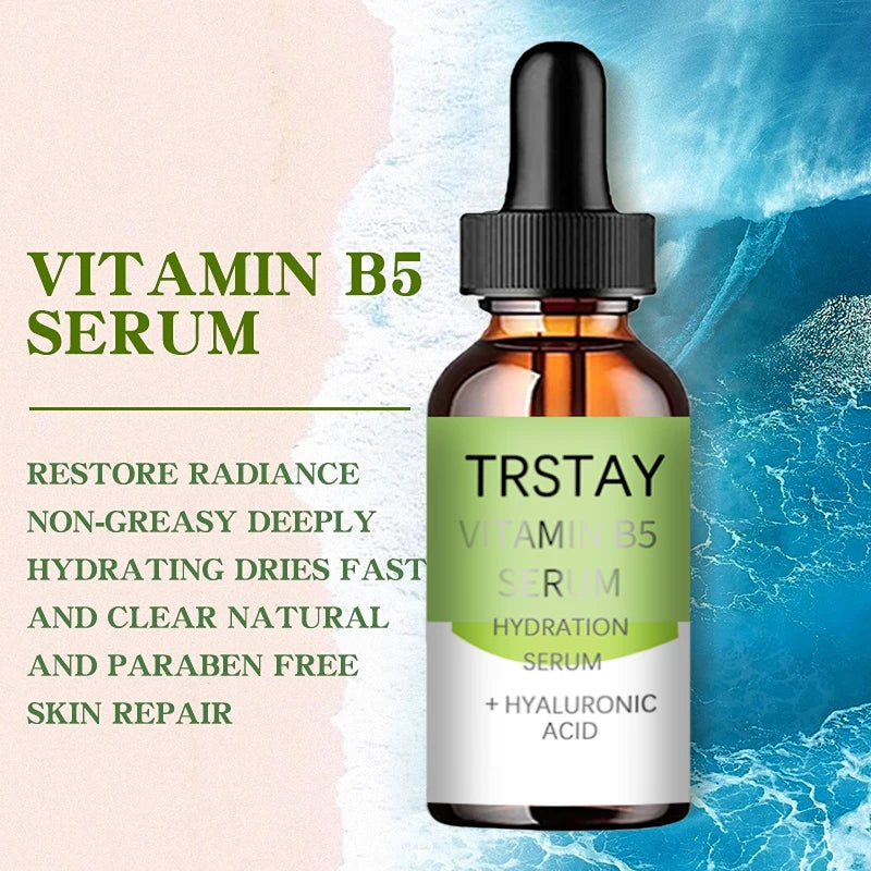 Vitamin B5 Face Serum Smooth Moisturizing Repair Dry Skin Aloe Soothe Pores Shrink Firming Hydrating Oil Control Facial Essence Peaceful Pleasures Health and Wellness